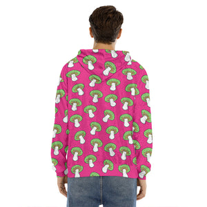 Crazy Mushroom Pattern Print Men's Velvet Pullover Hoodie