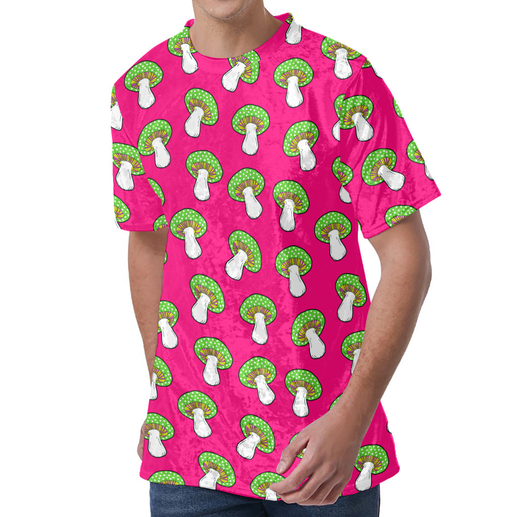 Crazy Mushroom Pattern Print Men's Velvet T-Shirt