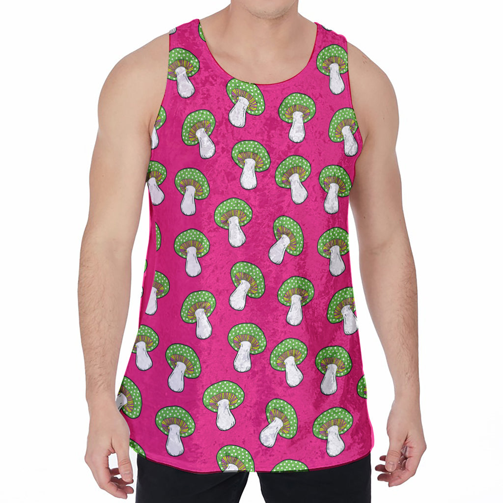 Crazy Mushroom Pattern Print Men's Velvet Tank Top