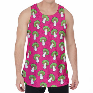 Crazy Mushroom Pattern Print Men's Velvet Tank Top