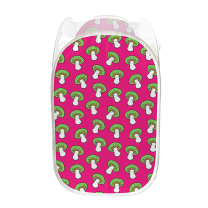 Crazy Mushroom Pattern Print Mesh Laundry Hamper