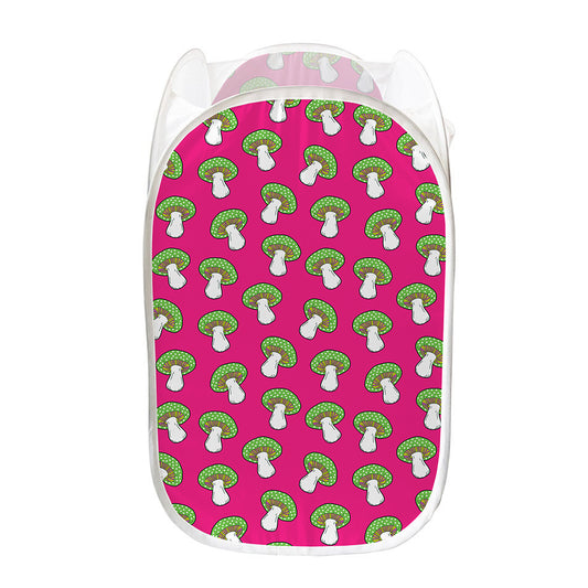 Crazy Mushroom Pattern Print Mesh Laundry Hamper