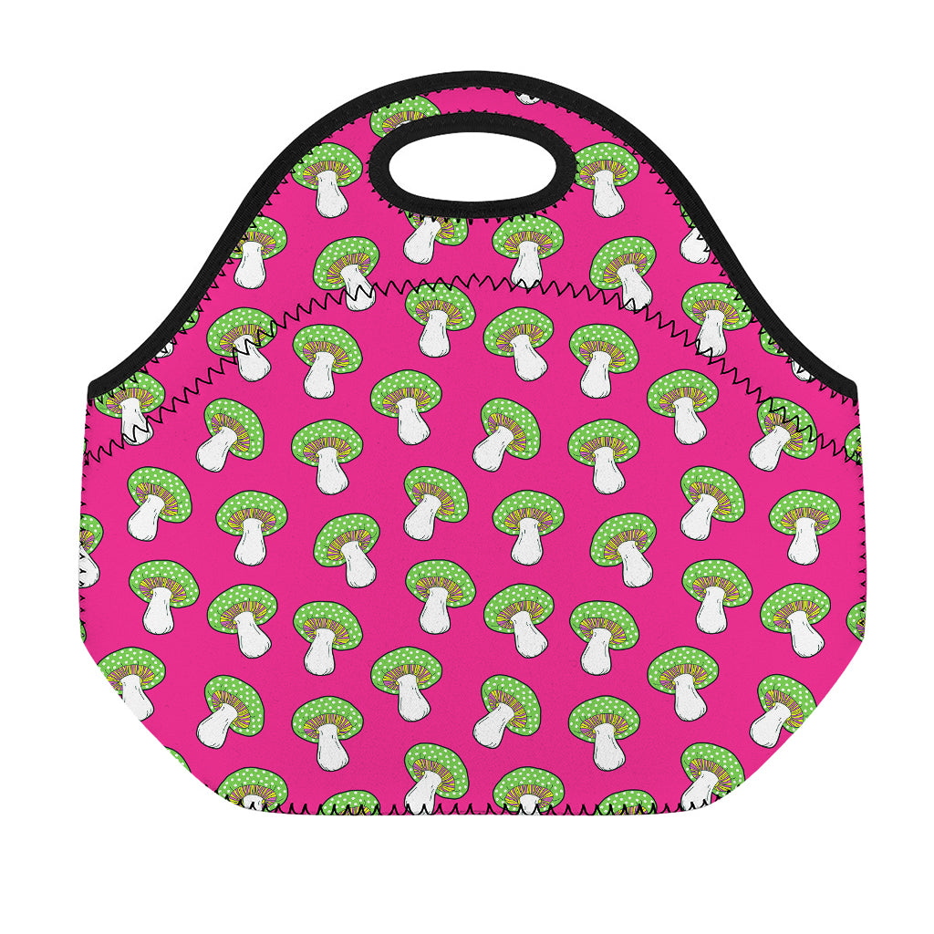 Crazy Mushroom Pattern Print Neoprene Lunch Bag