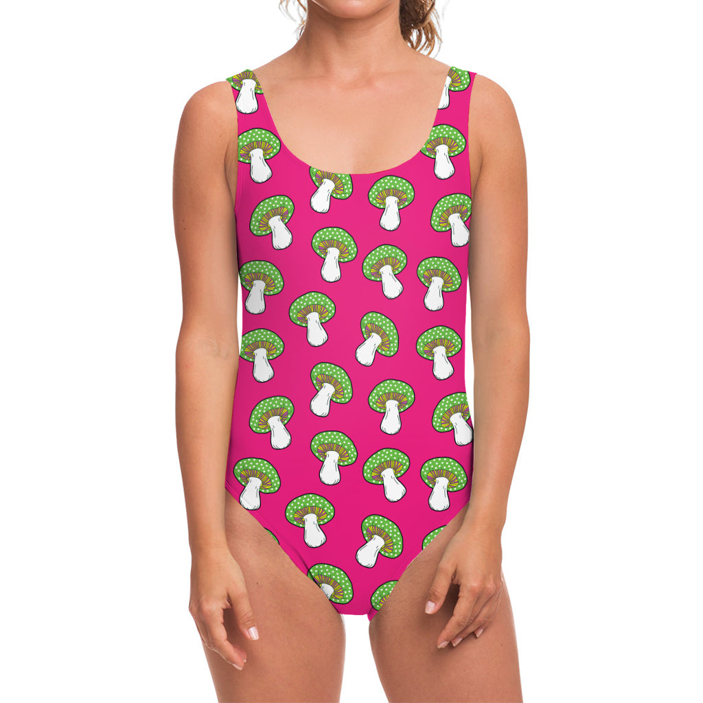 Crazy Mushroom Pattern Print One Piece Swimsuit