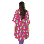Crazy Mushroom Pattern Print Open Front Beach Cover Up