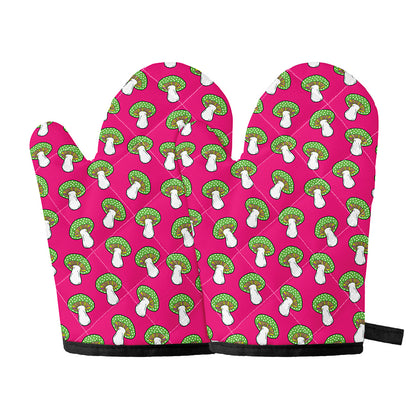 Crazy Mushroom Pattern Print Oven Mitts