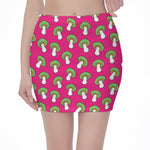Crazy Mushroom Pattern Print Pencil Mini Skirt