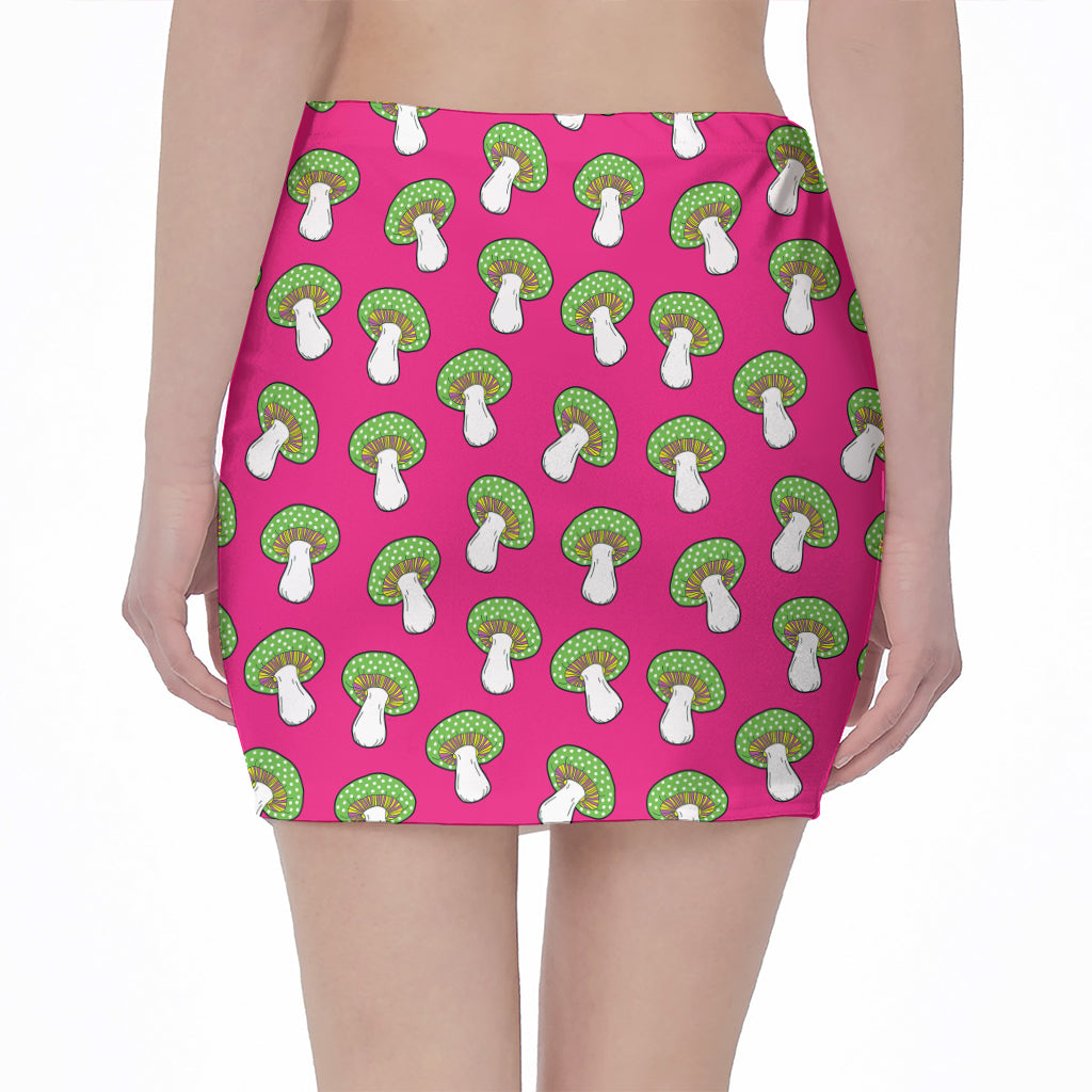 Crazy Mushroom Pattern Print Pencil Mini Skirt
