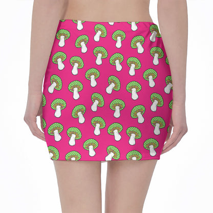 Crazy Mushroom Pattern Print Pencil Mini Skirt