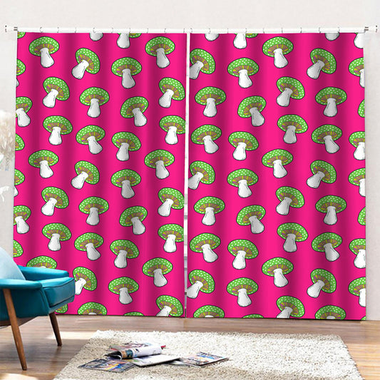 Crazy Mushroom Pattern Print Pencil Pleat Curtains