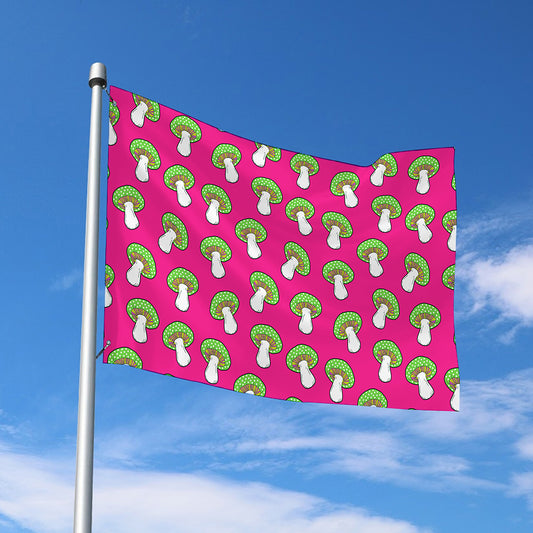 Crazy Mushroom Pattern Print Polyester Flag
