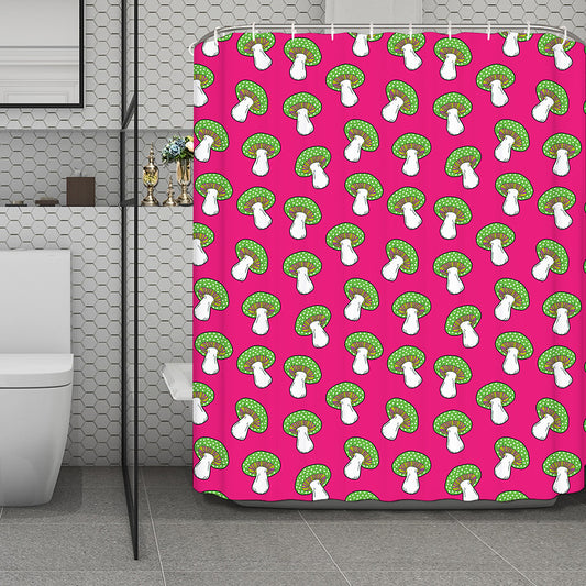 Crazy Mushroom Pattern Print Polyester Shower Curtain