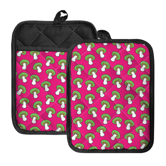 Crazy Mushroom Pattern Print Pot Holders With Pocket