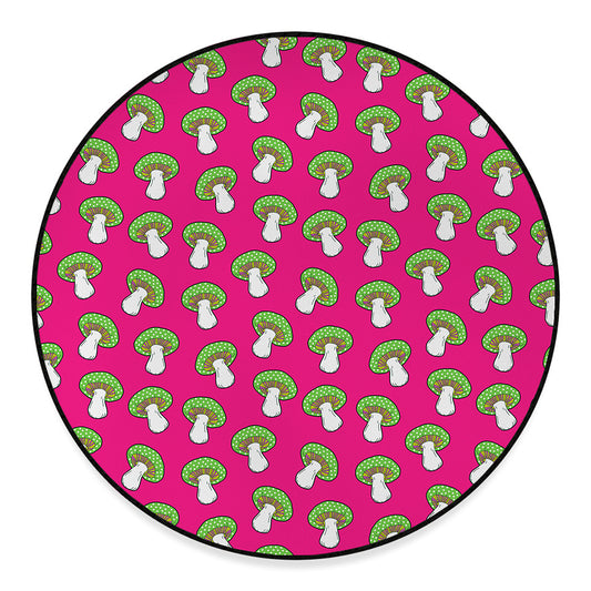 Crazy Mushroom Pattern Print Round Floor Mat