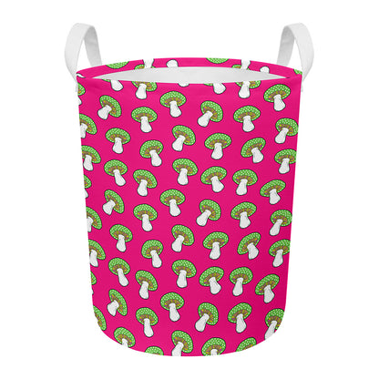 Crazy Mushroom Pattern Print Round Laundry Basket