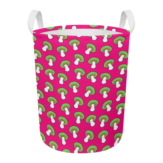 Crazy Mushroom Pattern Print Round Laundry Basket
