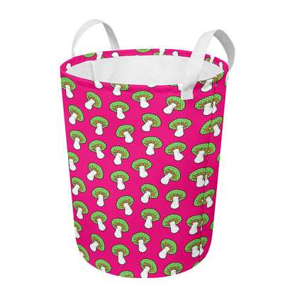 Crazy Mushroom Pattern Print Round Laundry Basket