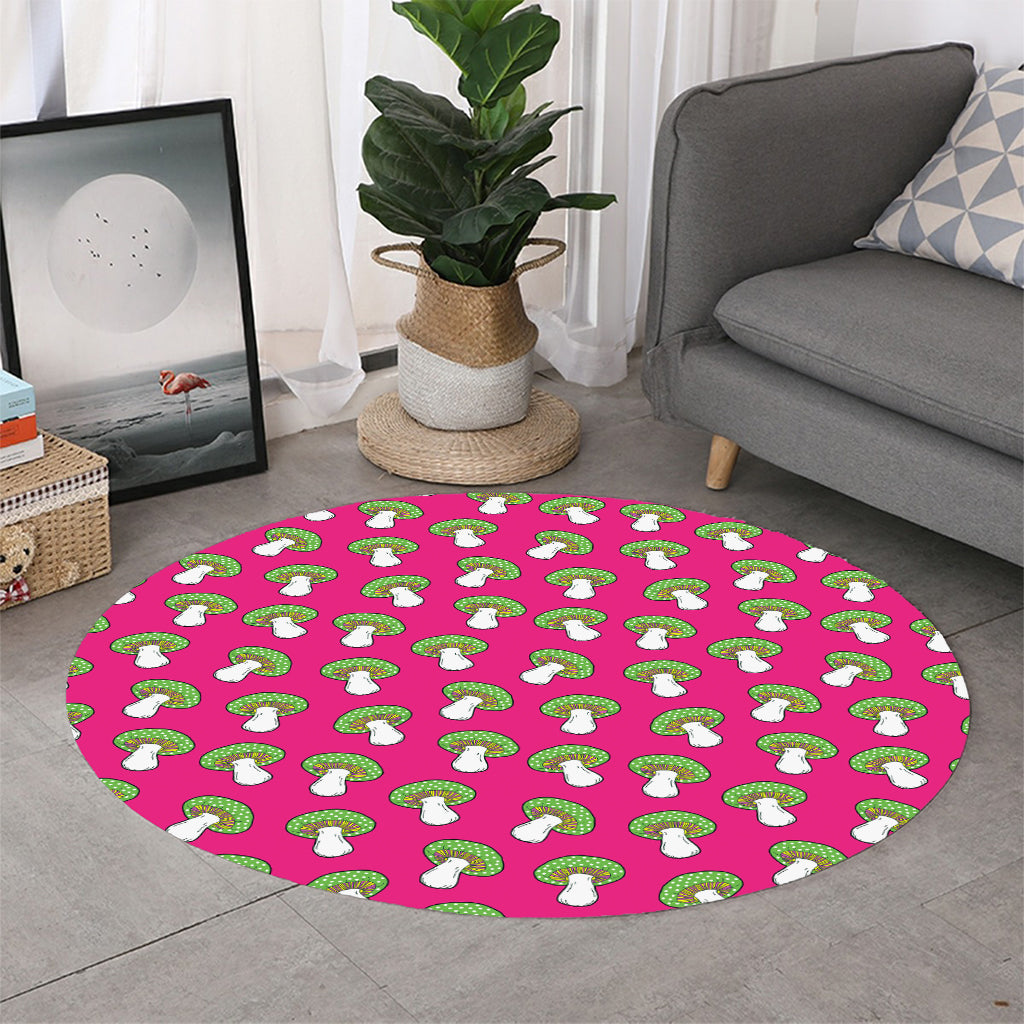 Crazy Mushroom Pattern Print Round Rug