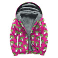 Crazy Mushroom Pattern Print Sherpa Lined Zip Up Hoodie
