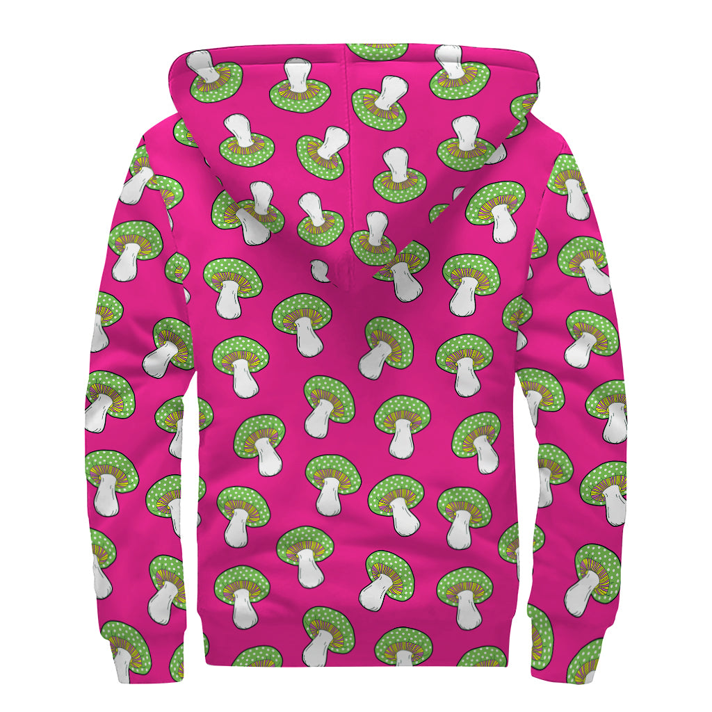 Crazy Mushroom Pattern Print Sherpa Lined Zip Up Hoodie