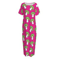 Crazy Mushroom Pattern Print Short Sleeve Long Nightdress