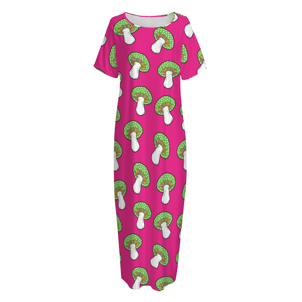 Crazy Mushroom Pattern Print Short Sleeve Long Nightdress