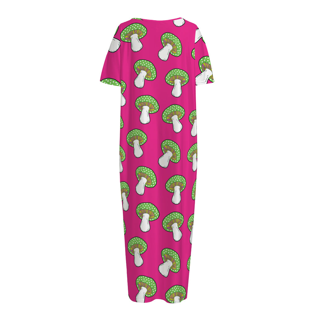 Crazy Mushroom Pattern Print Short Sleeve Long Nightdress