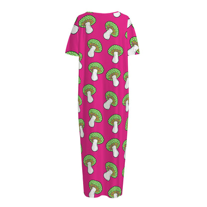 Crazy Mushroom Pattern Print Short Sleeve Long Nightdress
