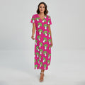 Crazy Mushroom Pattern Print Short Sleeve Maxi Dress