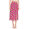 Crazy Mushroom Pattern Print Side Slit Midi Skirt