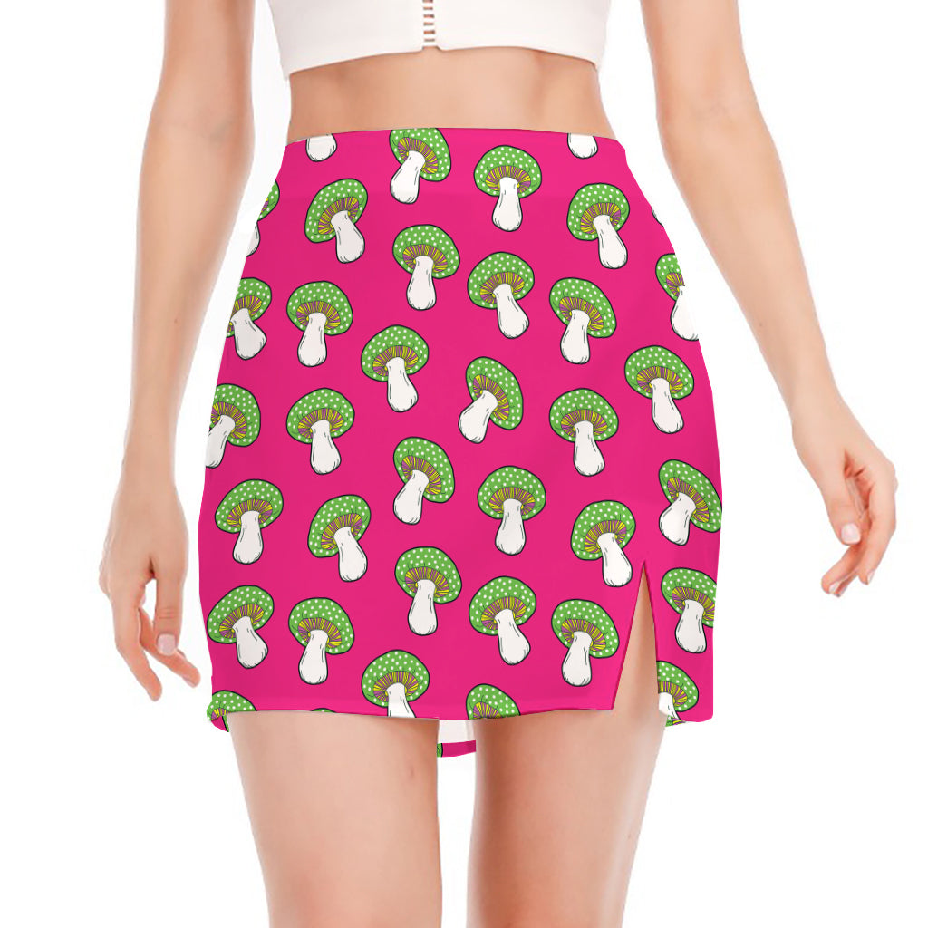 Crazy Mushroom Pattern Print Side Slit Mini Skirt