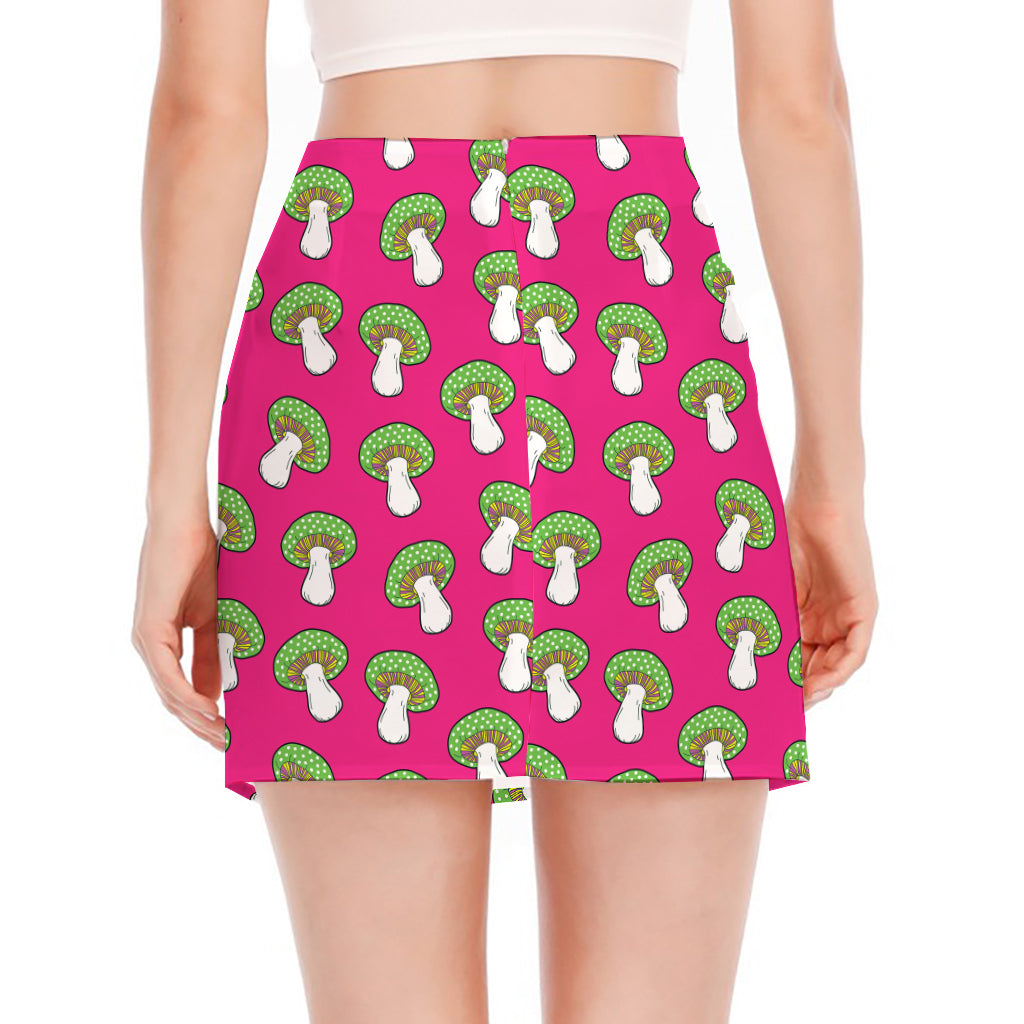 Crazy Mushroom Pattern Print Side Slit Mini Skirt