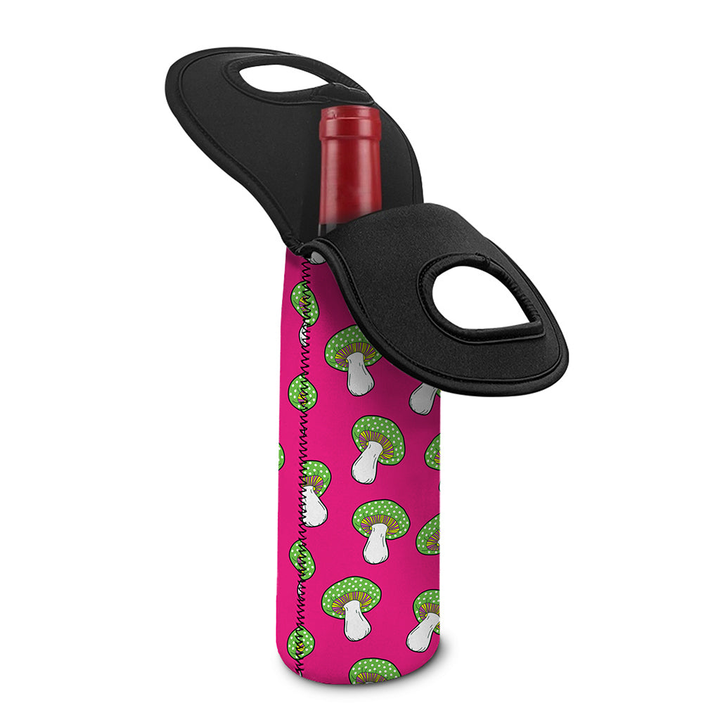 Crazy Mushroom Pattern Print Single Neoprene Wine Tote
