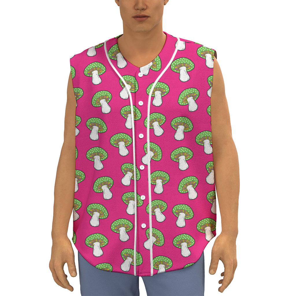 Crazy Mushroom Pattern Print Sleeveless Baseball Jersey