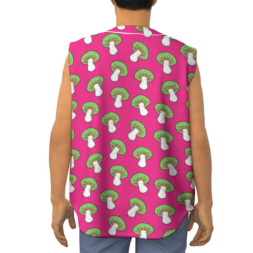 Crazy Mushroom Pattern Print Sleeveless Baseball Jersey