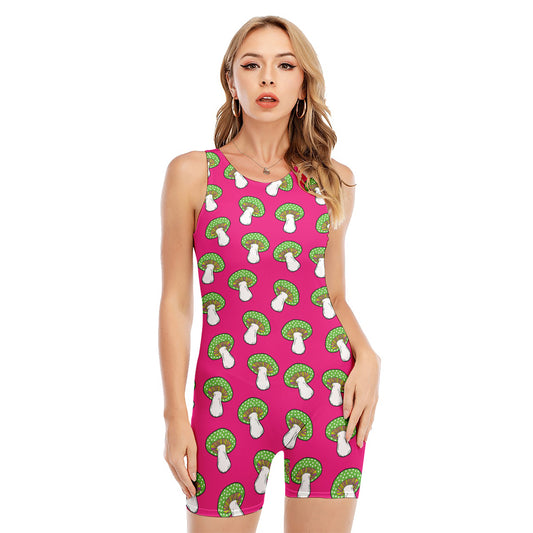 Crazy Mushroom Pattern Print Sleeveless One Piece Swimsuit