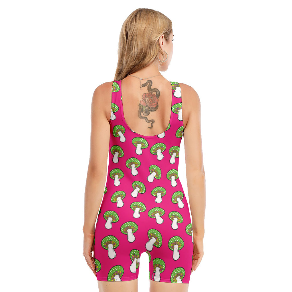 Crazy Mushroom Pattern Print Sleeveless One Piece Swimsuit