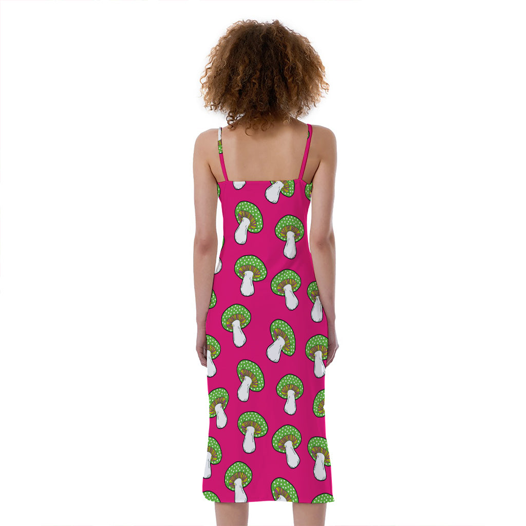 Crazy Mushroom Pattern Print Slim Fit Midi Cami Dress