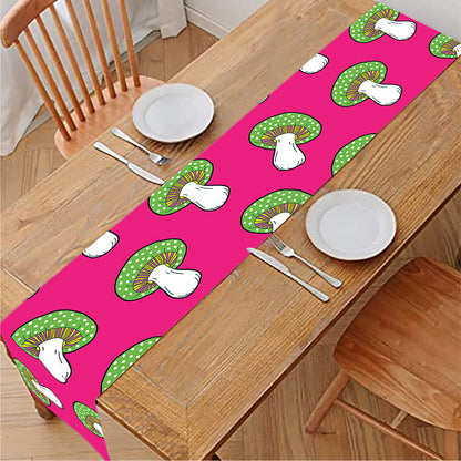 Crazy Mushroom Pattern Print Table Runner