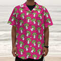 Crazy Mushroom Pattern Print Textured Short Sleeve Shirt