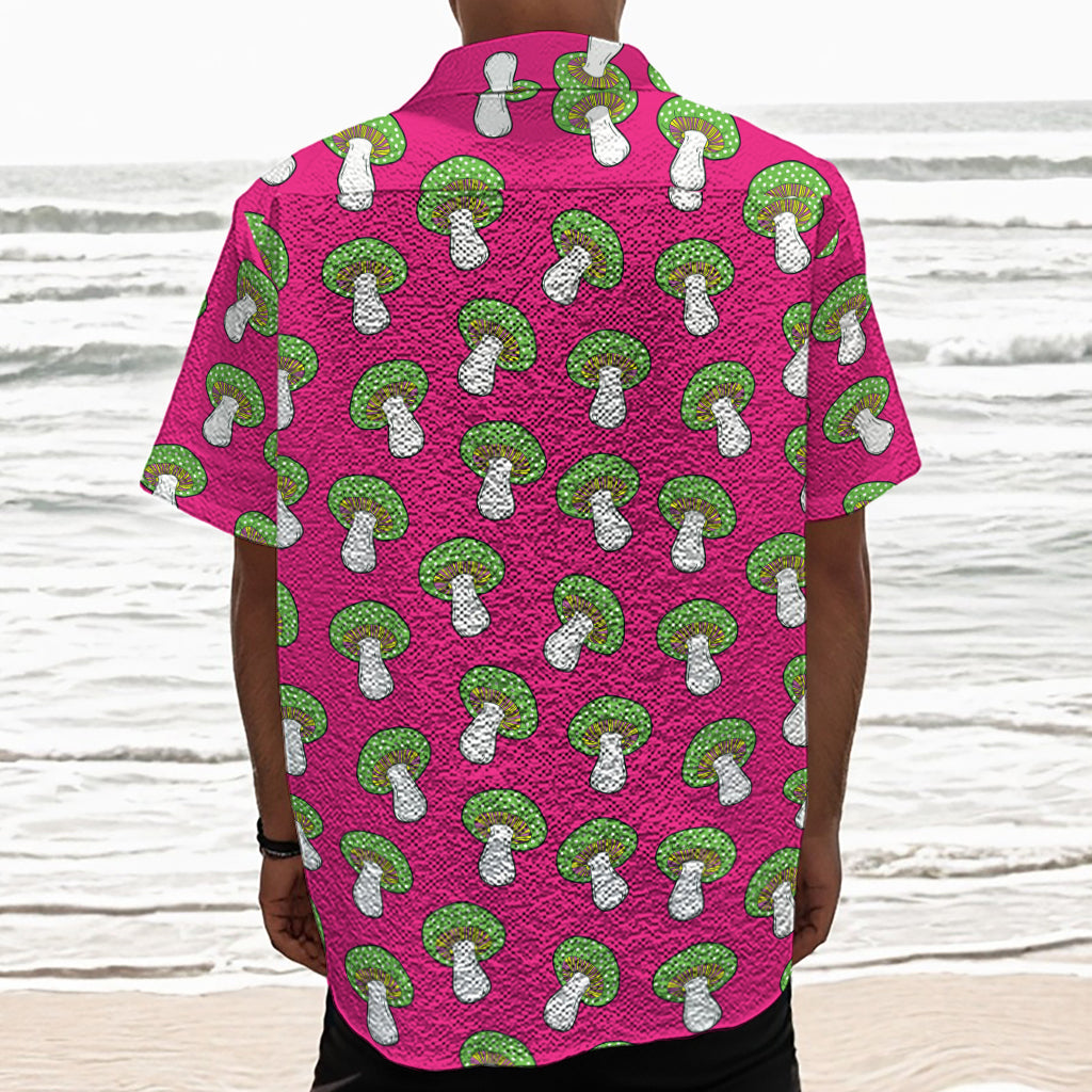 Crazy Mushroom Pattern Print Textured Short Sleeve Shirt