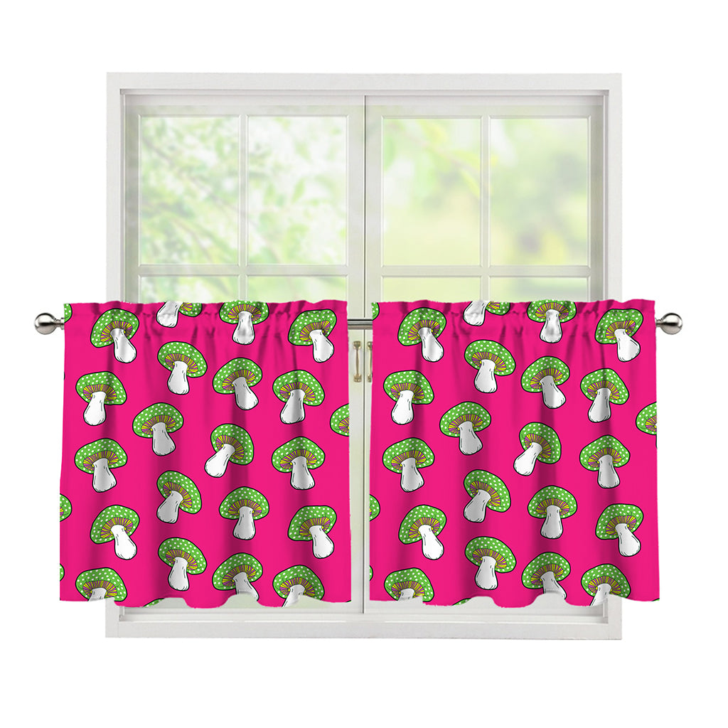 Crazy Mushroom Pattern Print Tier Curtains