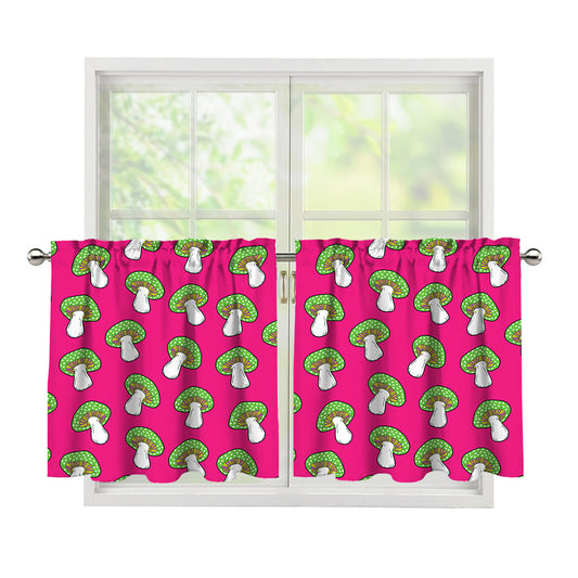 Crazy Mushroom Pattern Print Tier Curtains