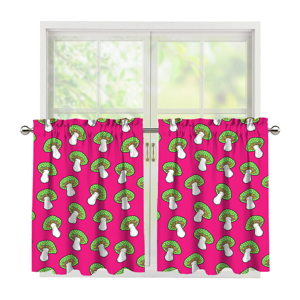 Crazy Mushroom Pattern Print Tier Curtains