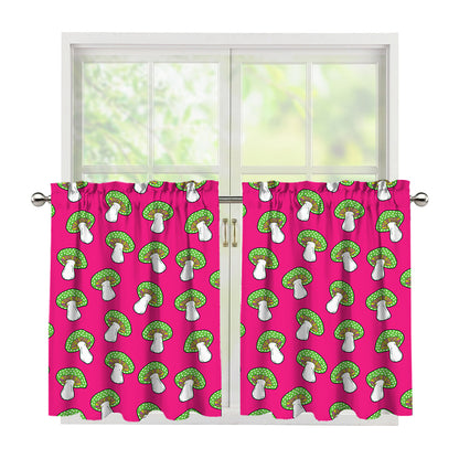 Crazy Mushroom Pattern Print Tier Curtains