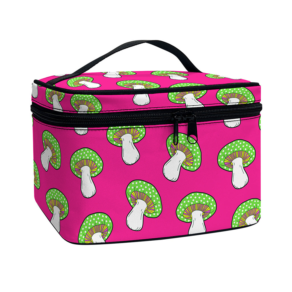 Crazy Mushroom Pattern Print Travel Makeup Bag