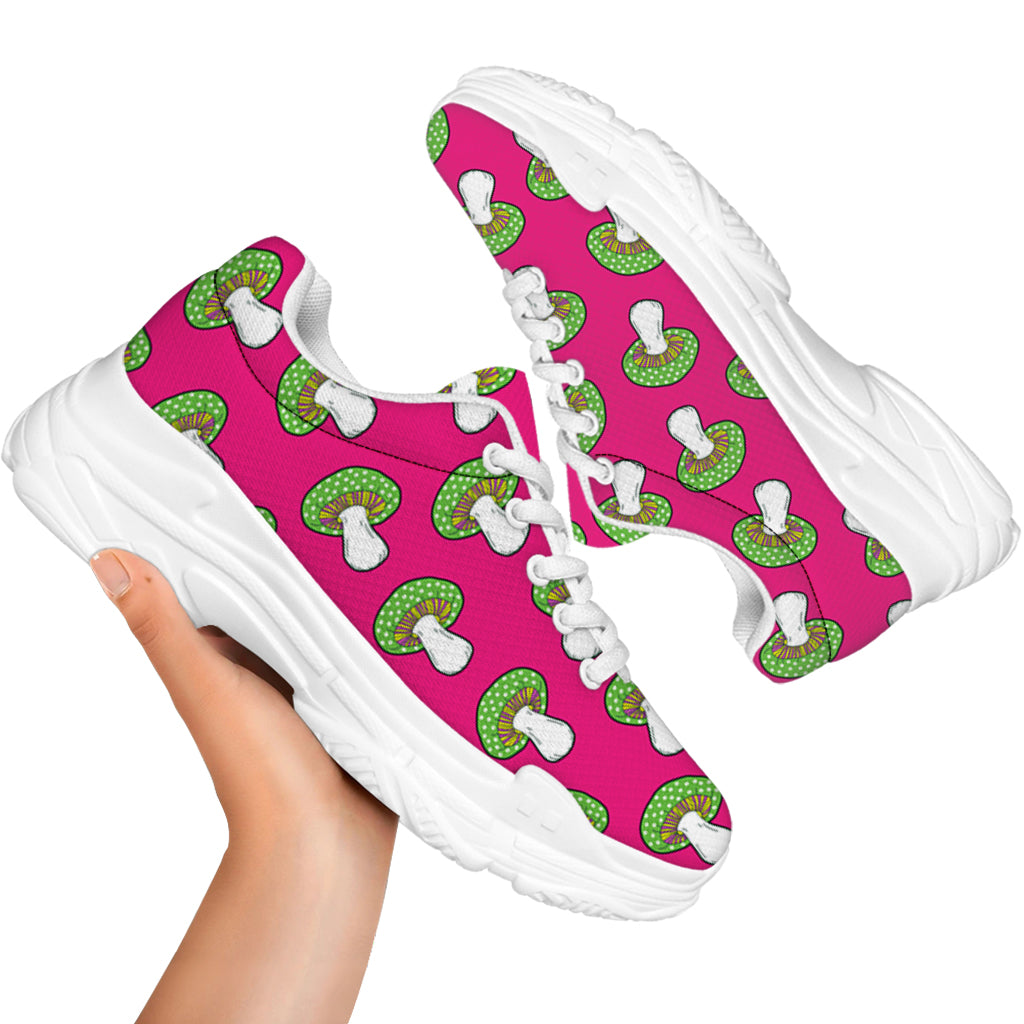 Crazy Mushroom Pattern Print White Chunky Shoes