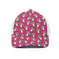 Crazy Mushroom Pattern Print White Mesh Trucker Hat