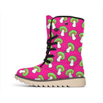 Crazy Mushroom Pattern Print Winter Boots