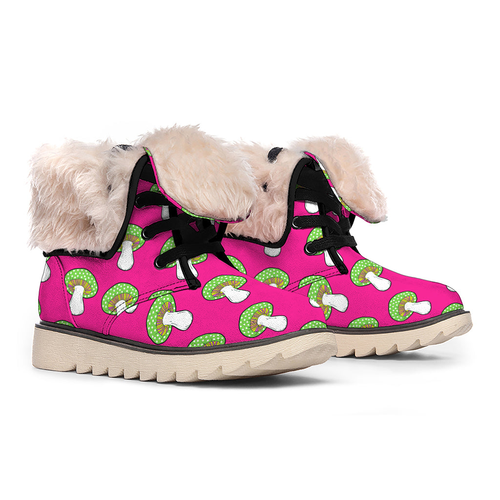 Crazy Mushroom Pattern Print Winter Boots
